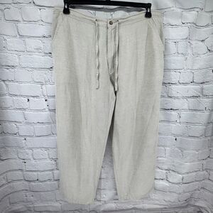 AXIS LA Ankle Pants Women's XXL Beige Linen Blend Drawstring Coastal Classic
